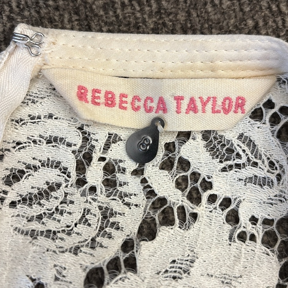 Rebecca Taylor Lace‎ Shifts 
Slit Neck Short Sleeve Mini Patchwork Dress Size 8 - Picture 9 of 15